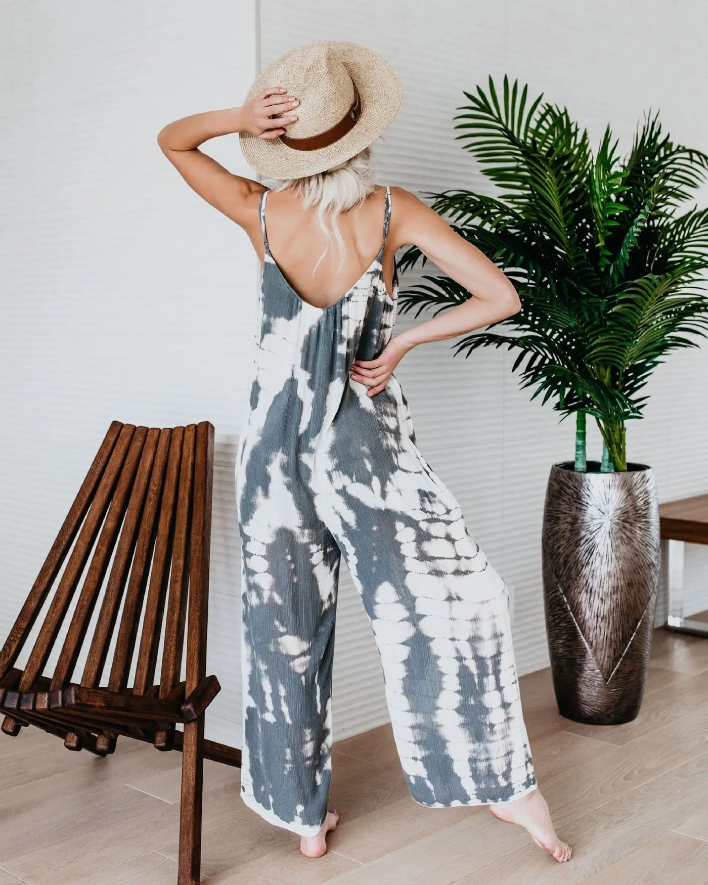 Rose Red Suspender Wide Leg Jumpsuit - Ankle Length Statement Outfit