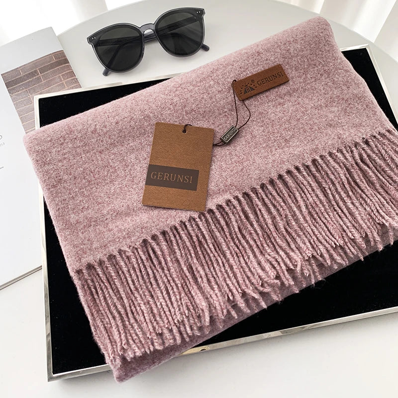 Solid Color Cashmere-Feel Winter Scarf - Soft Shawl Wrap Gift