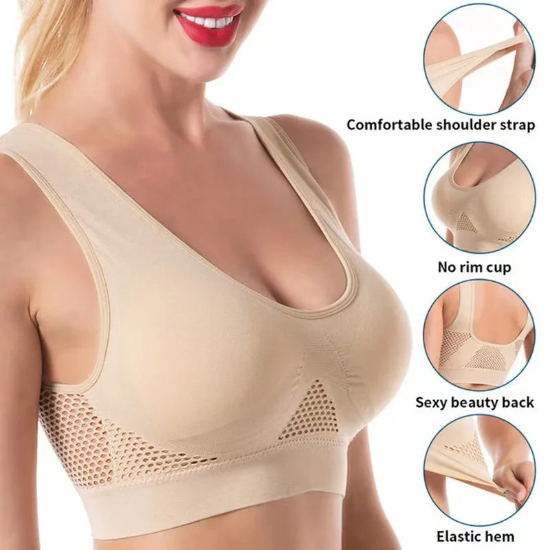 Hollow Out Padded Sports Bra - Breathable Wireless Gym Crop Top