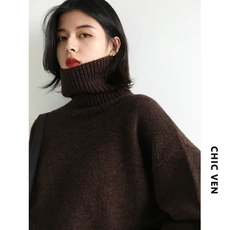 Korean Half High Collar Sweater - Loose Solid Autumn Pullover