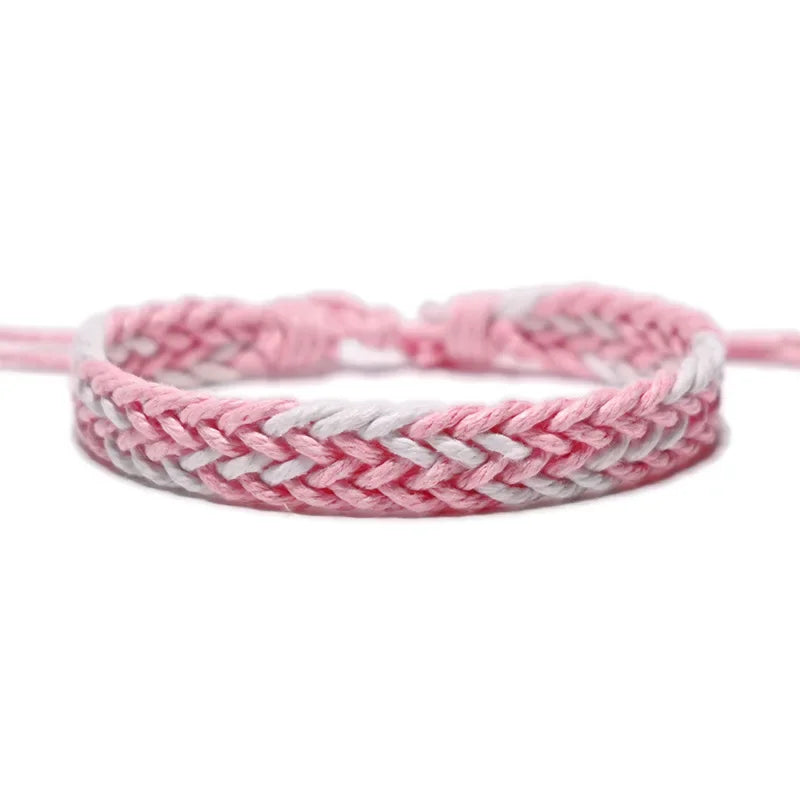 Handmade Vintage Cotton Rope Bracelet - Adjustable Brown Charm Jewelry